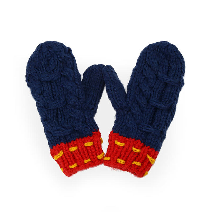 Ensemble de 3 pièces de bonnet, écharpe et gants à blocs de couleurs tendance - image 2