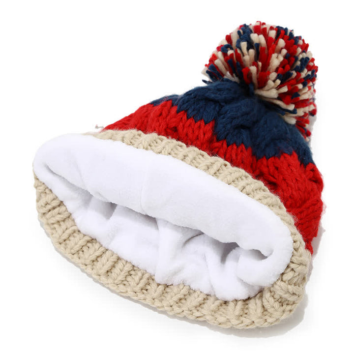 Ensemble de 3 bonnets, écharpes et gants torsadés avec pompon - image 2