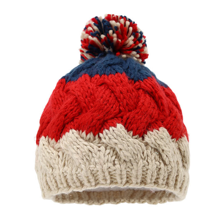 Ensemble de 3 bonnets, écharpes et gants torsadés avec pompon - image 1