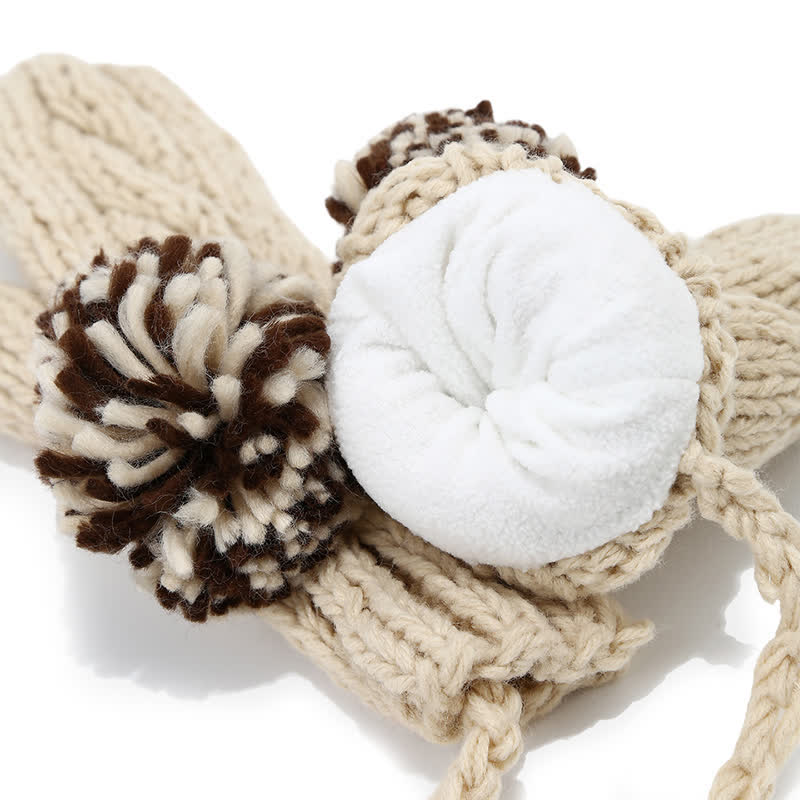 Ensemble de 3 bonnets, écharpes et gants torsadés avec pompon - image 13