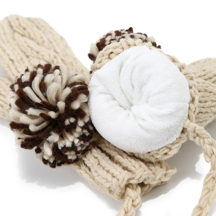 Ensemble de 3 bonnets, écharpes et gants torsadés avec pompon - image 13