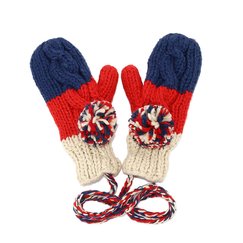 Ensemble de 3 bonnets, écharpes et gants torsadés avec pompon - image 5
