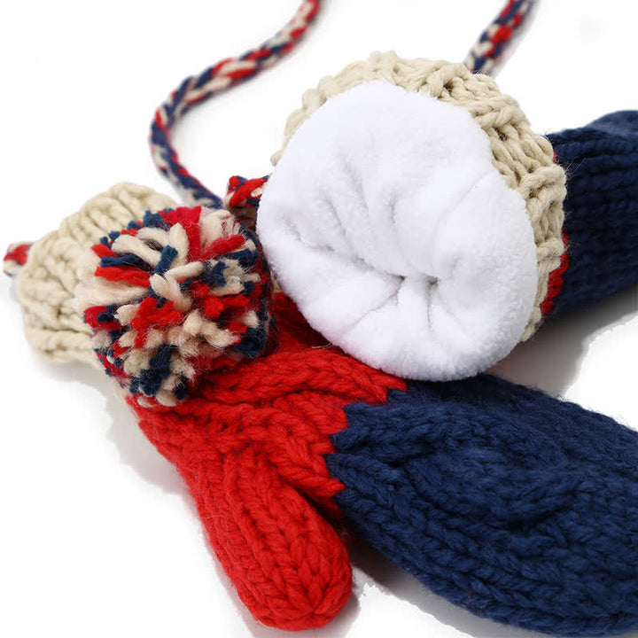 Ensemble de 3 bonnets, écharpes et gants torsadés avec pompon - image 6