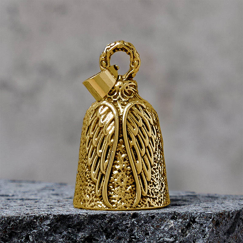 Porte-clés cloche de moto vintage en forme d'aile d'ange - Doré - Pendentif - image 5