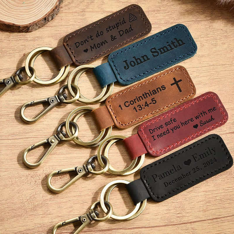 Porte-clés en cuir personnalisé gravé Cutsom - image 0