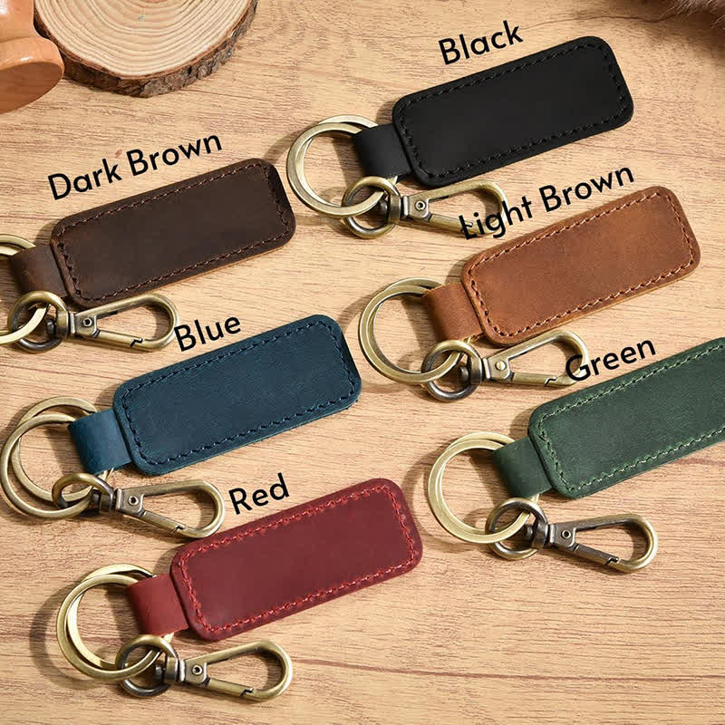 Porte-clés en cuir personnalisé gravé Cutsom - Vert - image 1