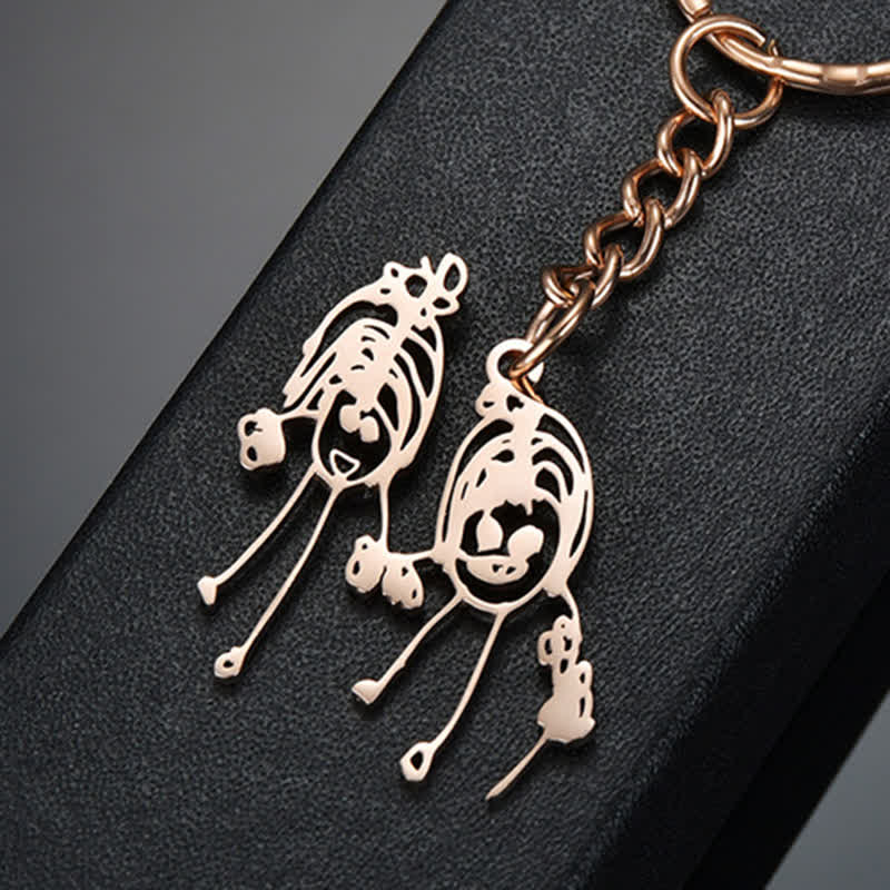 Porte-clés créatif et découpé avec des dessins d'enfants réels - Or rose - image 7