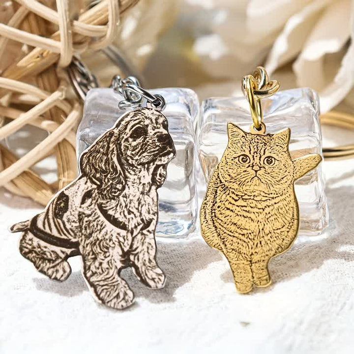 Porte-clés photo commémoratif personnalisé avec portrait d'animal de compagnie - image 1