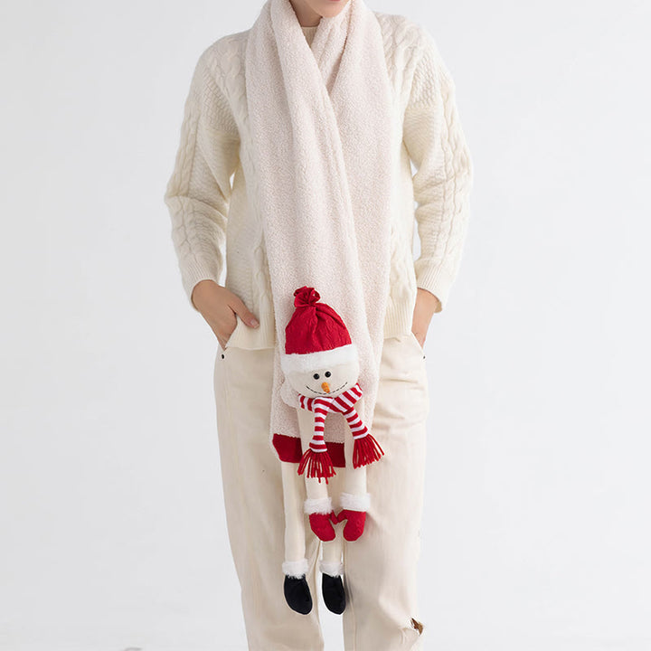Joyeux Noël Bonnet Rouge Bonhomme de Neige Hiver Écharpe Tricotée - image 4