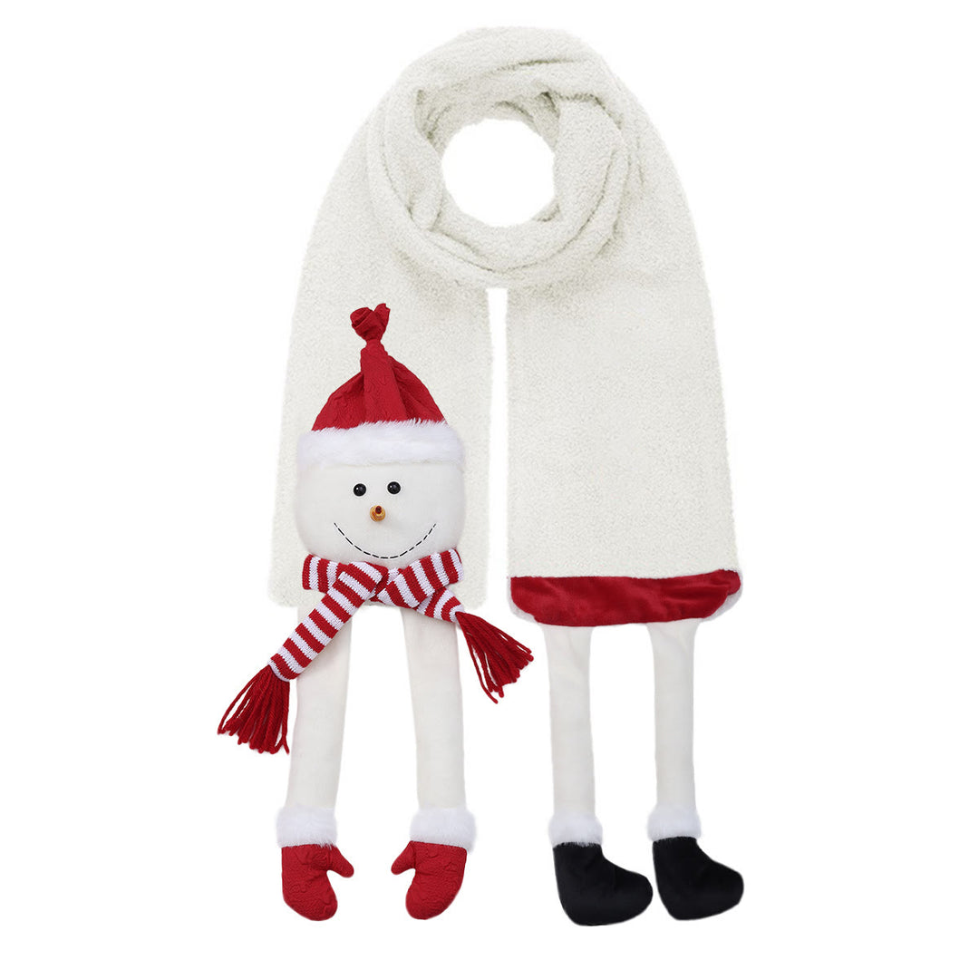 Joyeux Noël Bonnet Rouge Bonhomme de Neige Hiver Écharpe Tricotée - Blanc - image 0