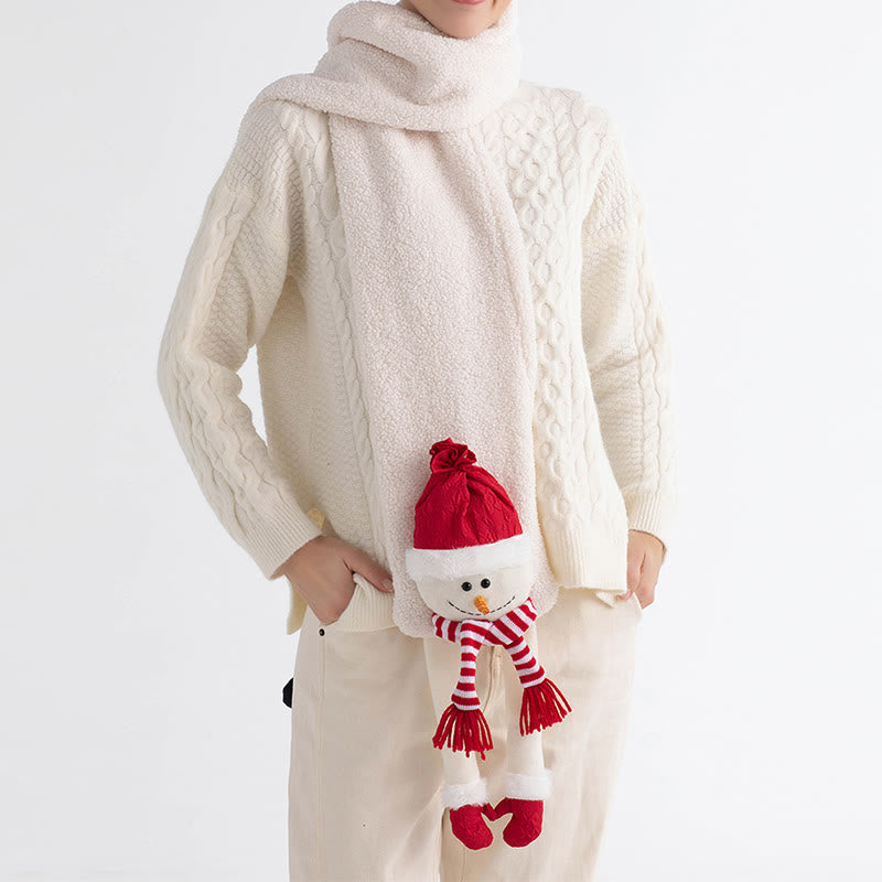 Joyeux Noël Bonnet Rouge Bonhomme de Neige Hiver Écharpe Tricotée - image 5