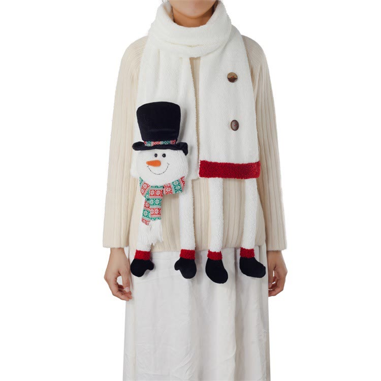 Bonnet noir de Noël, bonhomme de neige, écharpe d'hiver, garde au chaud - image 1