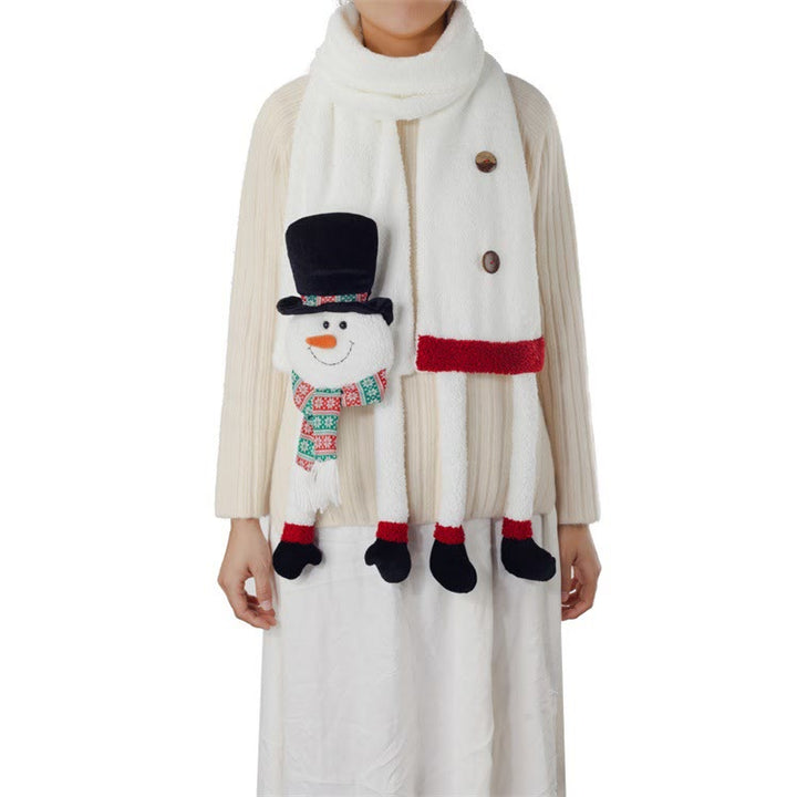 Bonnet noir de Noël, bonhomme de neige, écharpe d'hiver, garde au chaud - image 1