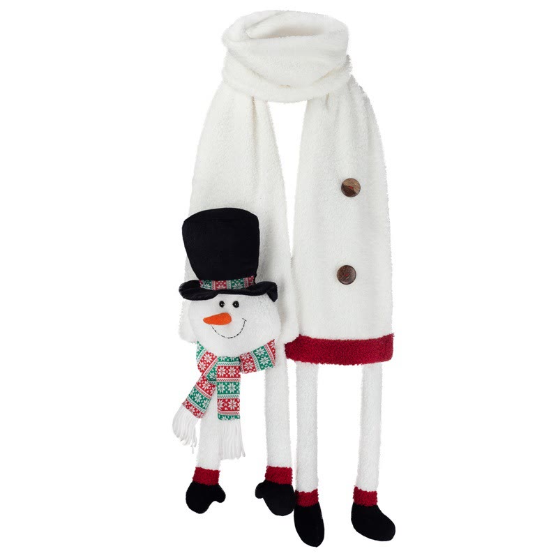 Bonnet noir de Noël, bonhomme de neige, écharpe d'hiver, garde au chaud - image 2