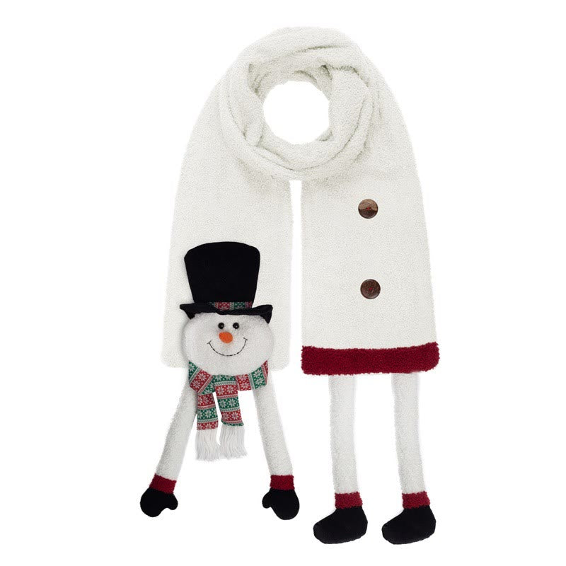 Bonnet noir de Noël, bonhomme de neige, écharpe d'hiver, garde au chaud - Blanc - image 0