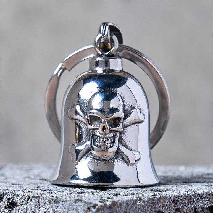 Porte-clés clochette crâne viking en argent - Porte-clés - image 0