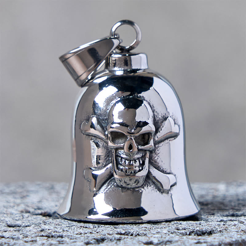 Porte-clés clochette crâne viking en argent - image 1