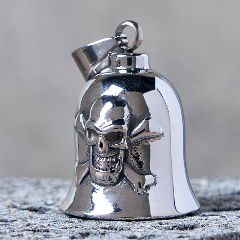 Porte-clés clochette crâne viking en argent - image 2