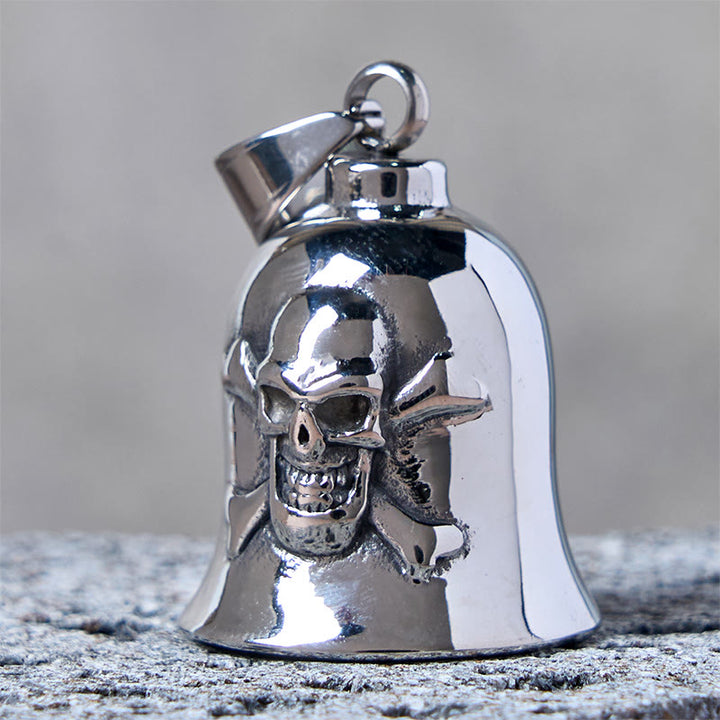 Porte-clés clochette crâne viking en argent - image 2
