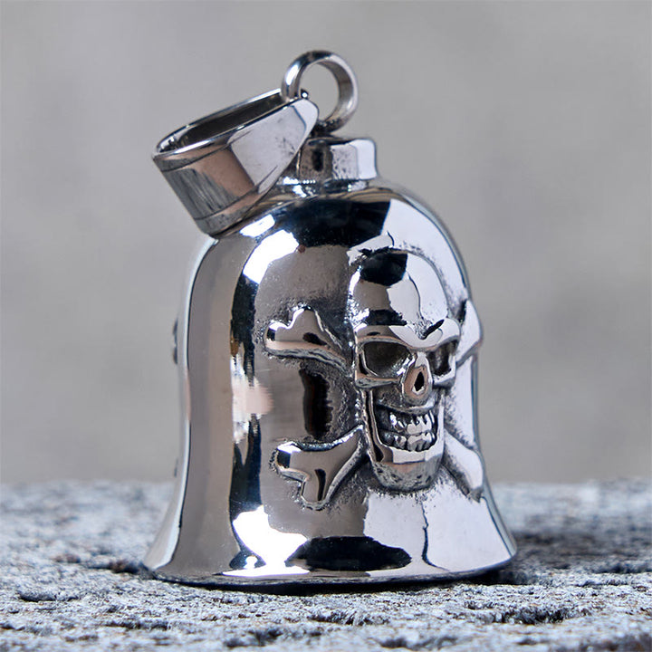 Porte-clés clochette crâne viking en argent - image 3
