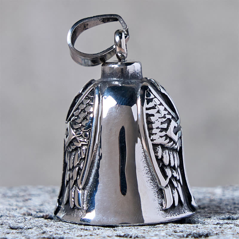 Porte-clés clochette en argent avec croix et ailes de Viking - image 4