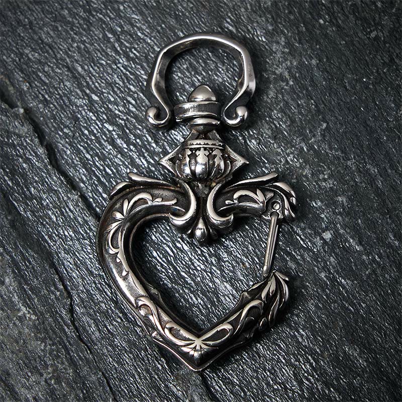 Porte-clés vintage rotatif en métal poli en forme de cœur - image 4