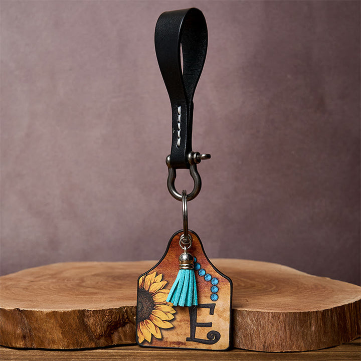 Porte-clés avec pendentif en forme de fer à cheval et imprimé de lettres de tournesols de l'Ouest - image 3