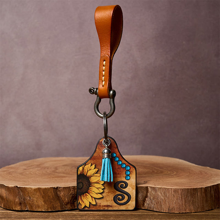 Porte-clés avec pendentif en forme de fer à cheval et imprimé de lettres de tournesols de l'Ouest - image 12