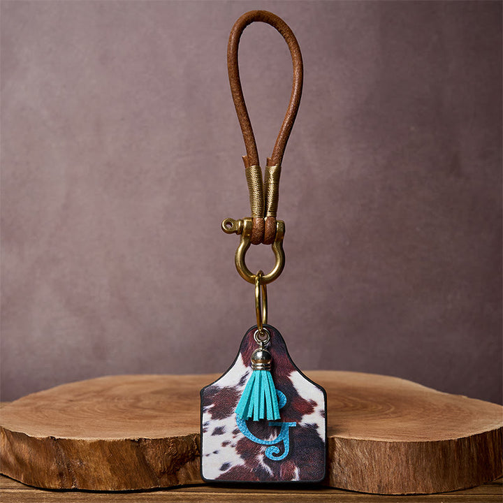 Porte-clés avec pendentif en forme de fer à cheval et imprimé de lettres de vache western - image 6