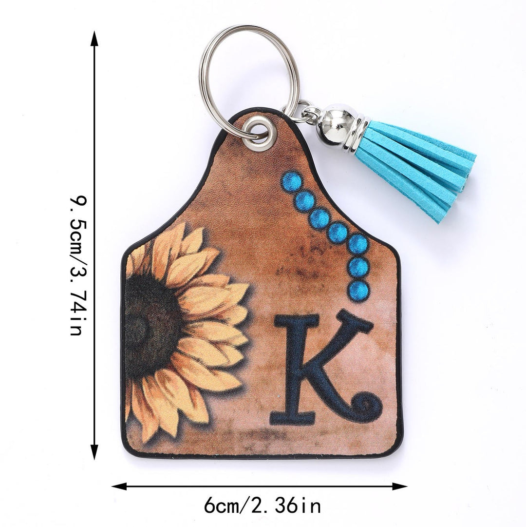 Porte-clés avec pendentif en forme de fer à cheval et imprimé de lettres de tournesols de l'Ouest - image 6