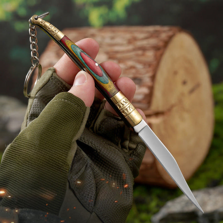 Couteau pliant d'extérieur à manche coloré, collier main de Bouddha en cristal blanc - image 1