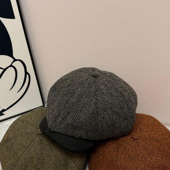 Béret d'hiver vintage uni avec bouton - Gris foncé - Réglable (environ 55 à 59 cm) - image 3