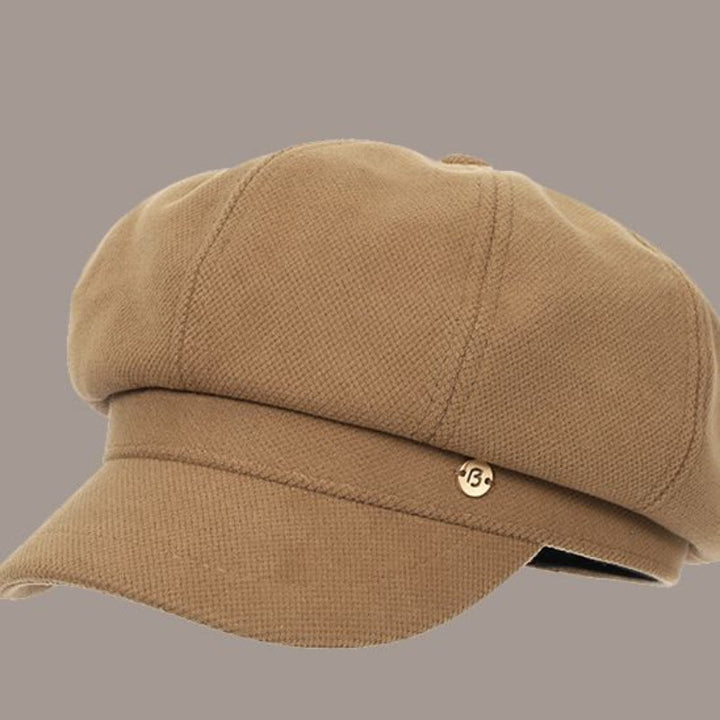 Béret rétro d'hiver pour femme, couleur unie, avec logo rond - Kaki - Réglable (environ 21 5/8" à 23 5/8") - image 3