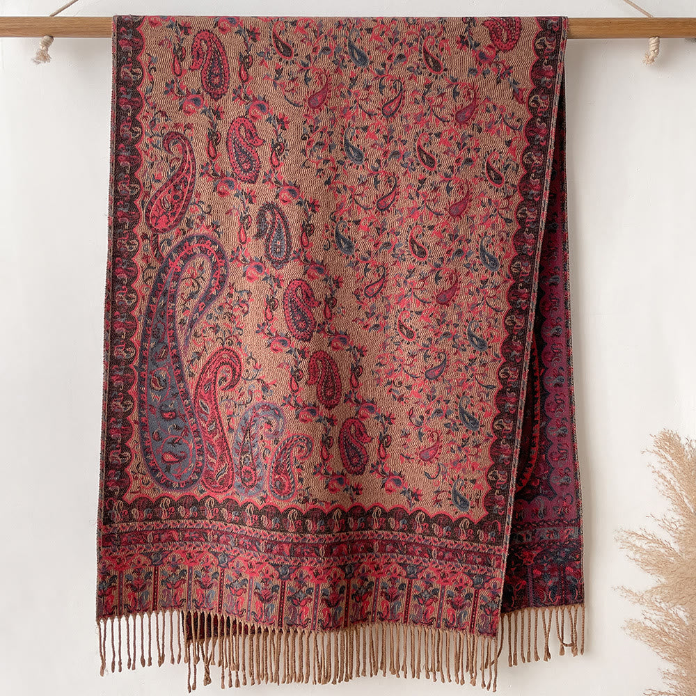 Écharpe-châle à imprimé noix de cajou style bohème rétro pour rester bien au chaud - Brun - image 5