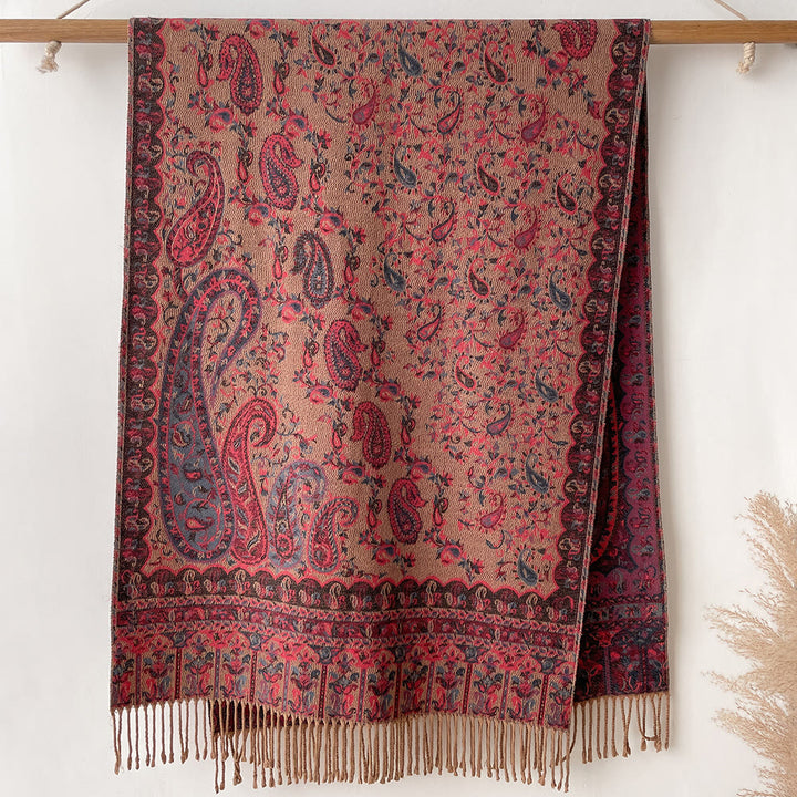 Écharpe-châle à imprimé noix de cajou style bohème rétro pour rester bien au chaud - Brun - image 5