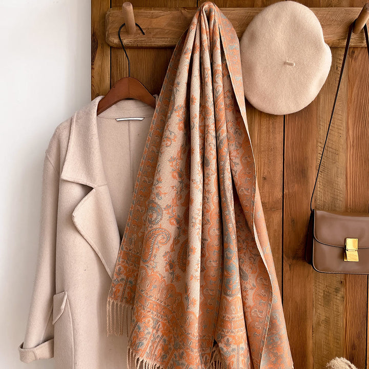 Écharpe-châle à imprimé noix de cajou style bohème rétro pour rester bien au chaud - image 2