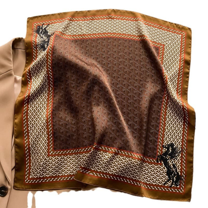 Écharpe carrée exquise en soie douce pour la peau, imprimée noix de cajou - image 1