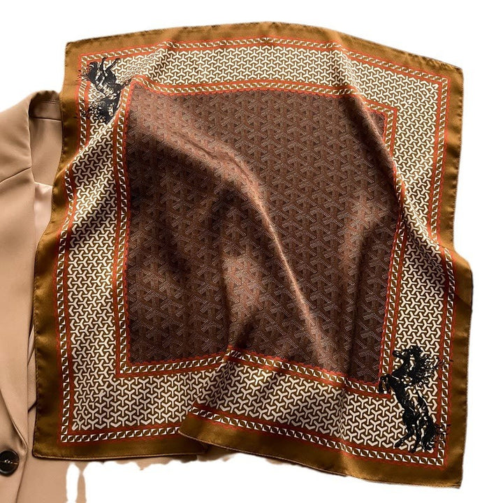 Écharpe carrée exquise en soie douce pour la peau, imprimée noix de cajou - image 1