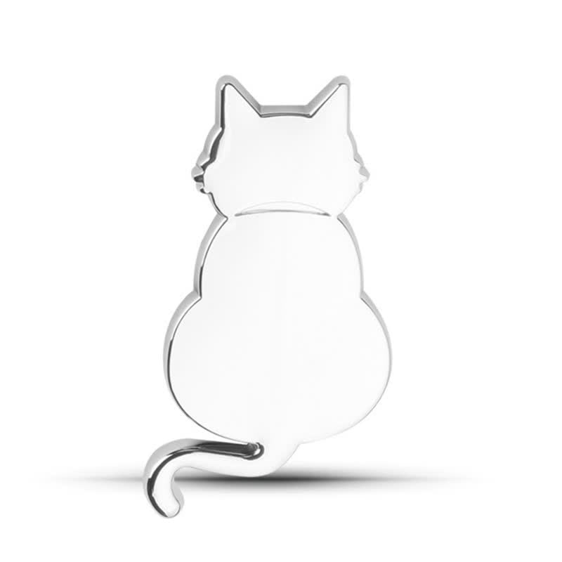Autocollant décoratif mignon chat en métal pour voiture - Argent - Chat vu de dos - image 13