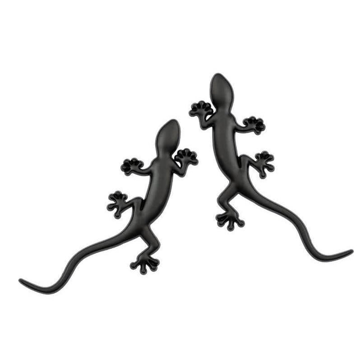 1 paire d'autocollants métalliques gecko pour voiture - Noir - image 1