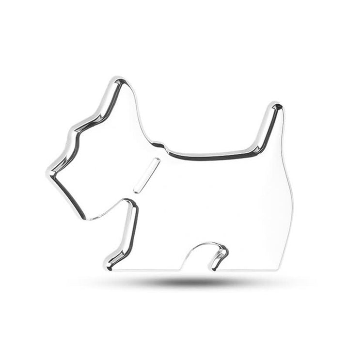 Autocollant métallique mignon en forme de chien pour voiture, pour les amoureux des animaux - Argent - image 1
