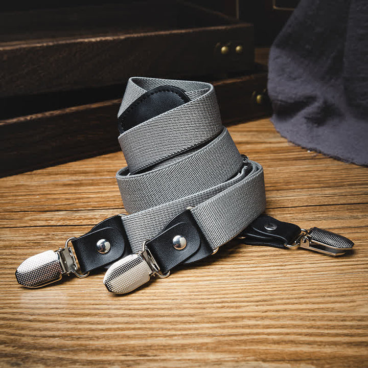 Bretelles élastiques en Y pour homme, gris uni - image 2