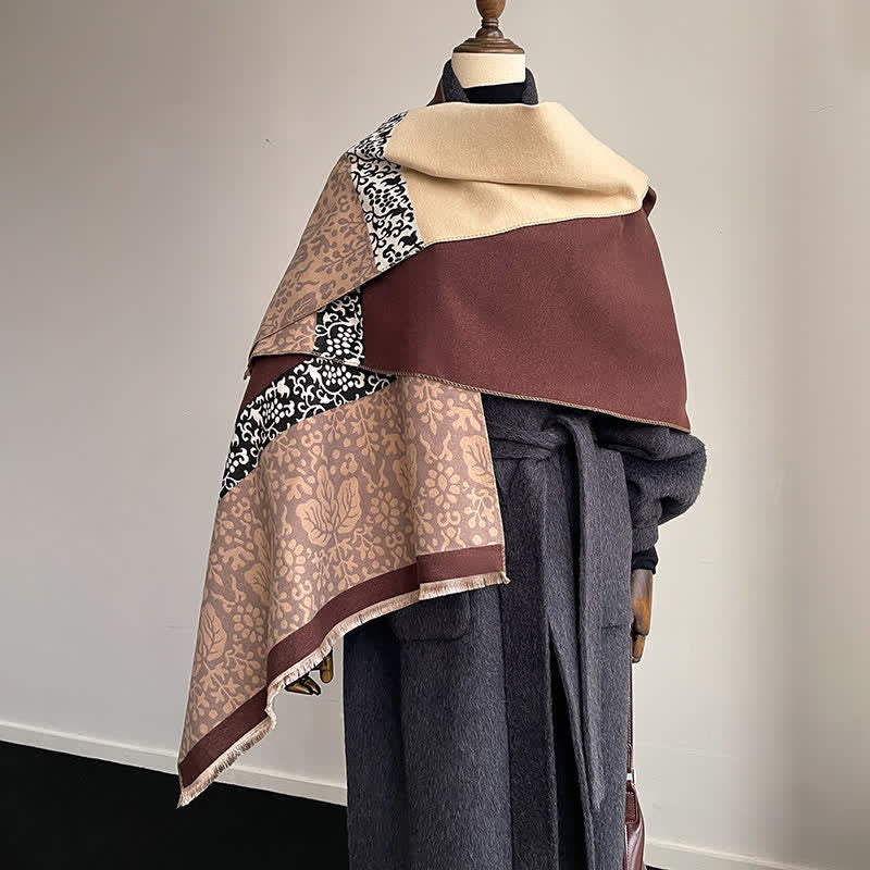 Écharpe chaude à motif patchwork de fleurs et de feuilles - image 6