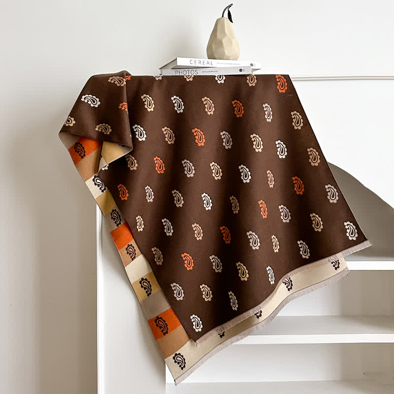 Écharpe chaude d'hiver à motifs cachemire colorés et rayures audacieuses - image 6