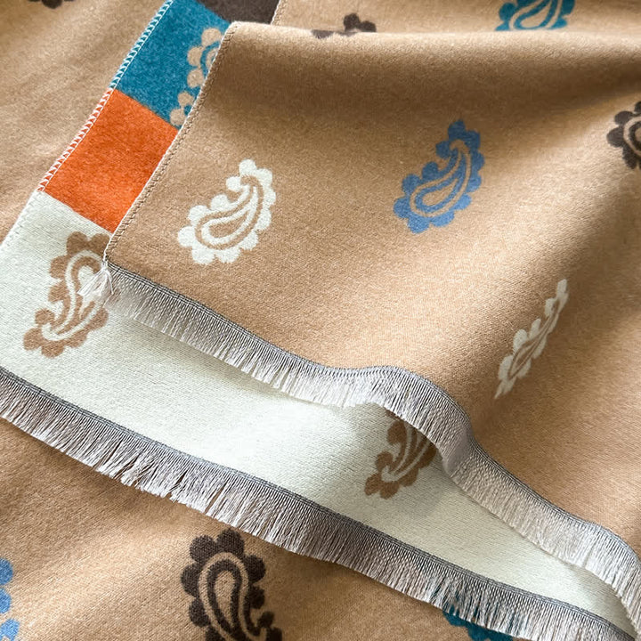 Écharpe chaude d'hiver à motifs cachemire colorés et rayures audacieuses - image 2