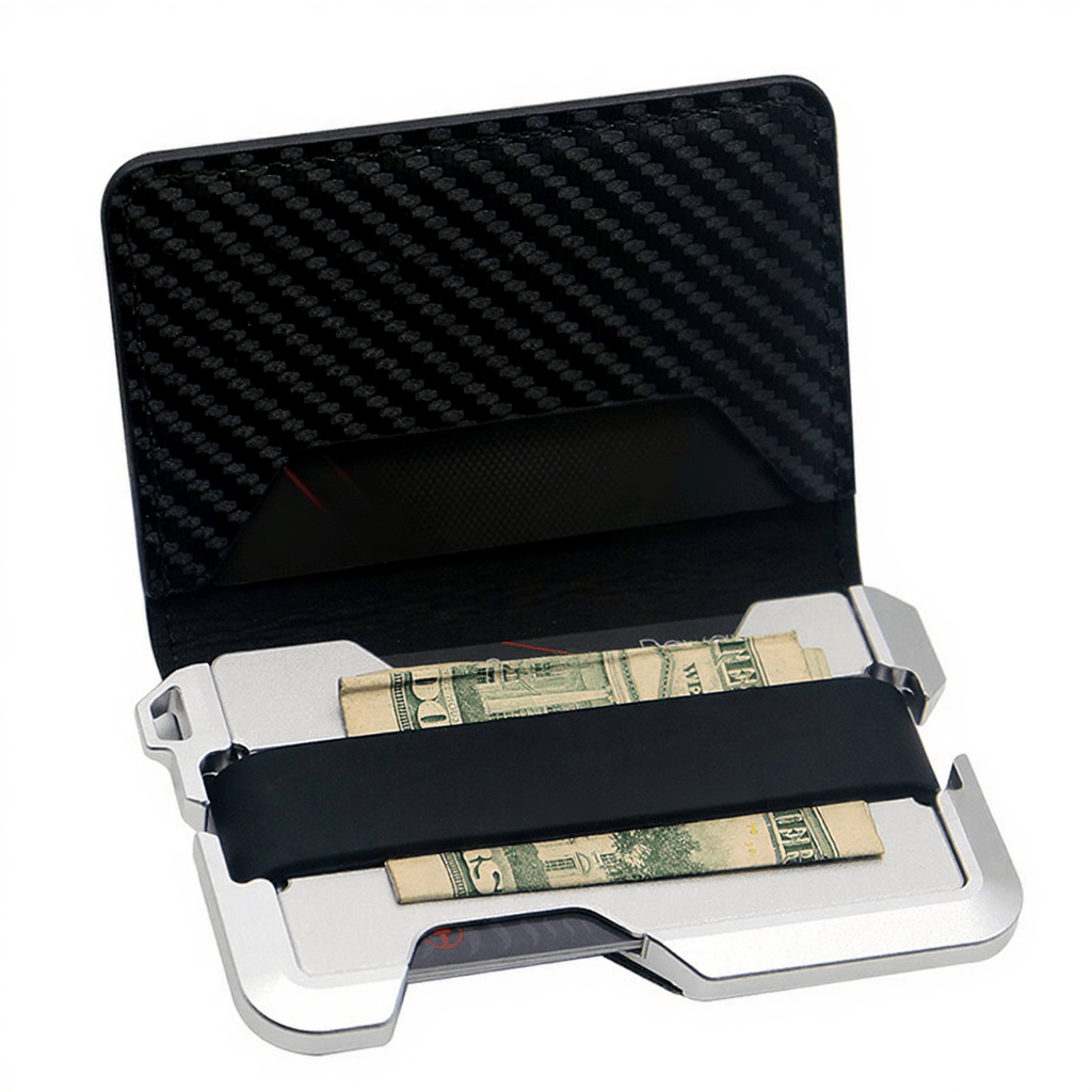 Portefeuille tactique pliable en fibre de carbone avec protection RFID - Argent - image 6