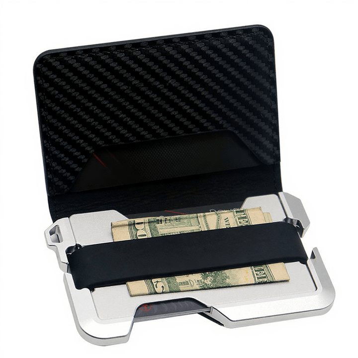 Portefeuille tactique pliable en fibre de carbone avec protection RFID - Argent - image 6