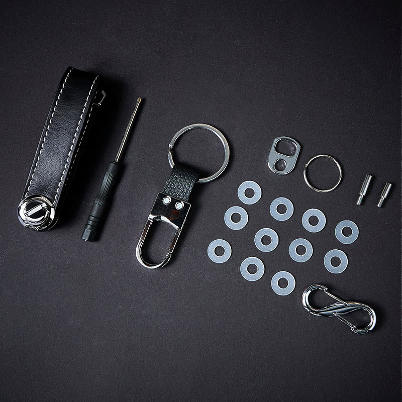 Organiseur de clés portable en cuir antivol de grande capacité - Noir - image 5