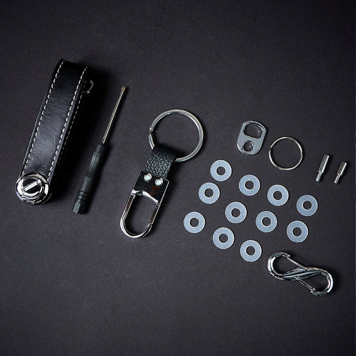 Organiseur de clés portable en cuir antivol de grande capacité - Noir - image 5