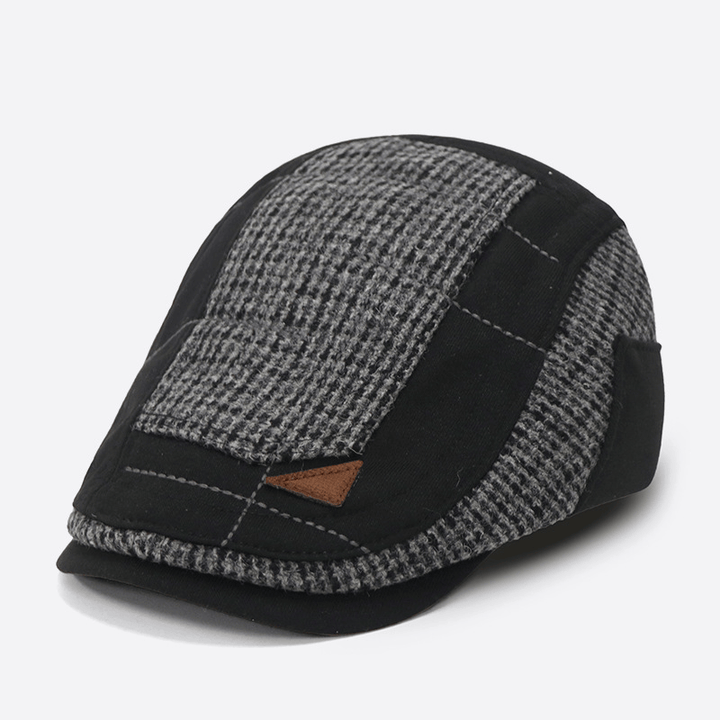 Béret d'hiver chaud pour homme, style vintage, orné de motifs artistiques. - Noir - Réglable (21 5/8"-22 7/8") - image 0